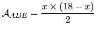 $ \mathcal{A}_{ADE}=\dfrac{x\times (18-x)}{2}$