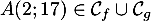 $A(2;17)\in \mathcal{C}_f\cup\mathcal{C}_g$