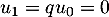 $u_1=qu_0=0$