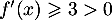 $f'(x)\geqslant3>0$