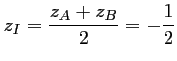 $ z_I=\dfrac{z_A+z_B}{2}=-\dfrac12$