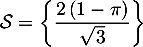 $\mathcal{S}=\la\dfrac{2\lp1-\pi\rp}{\sqrt3}\ra$