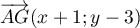 $\overrightarrow{AG}(x+1;y-3)$