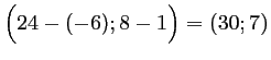 $ \Big( 24-(-6);8-1\Big)=(30;7)$