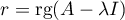 $r=\text{rg}(A-\lambda I)$