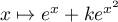 $x\mapsto e^x+ke^{x^2}$