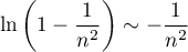 \[\ln\lp1-\dfrac1{n^2}\rp\sim-\dfrac1{n^2}\]