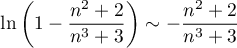 \[\ln\lp1-\dfrac{n^2+2}{n^3+3}\rp\sim-\dfrac{n^2+2}{n^3+3}\]