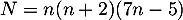 $N=n(n+2)(7n-5)$