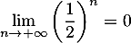 $\dsp\lim_{n\to+\infty}\lp\dfrac12\rp^n=0$