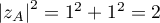 $\left|z_A\right|^2 =1^2+1^2=2