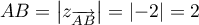 $AB=\left|z_{\overrightarrow{AB}}\right|=\left|-2\right|=2