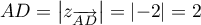 $AD=\left|z_{\overrightarrow{AD}}\right|=\left|-2\right|=2