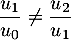 $\dfrac{u_1}{u_0}\not=\dfrac{u_2}{u_1}$