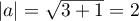 $|a| = \sqrt{3 + 1} = 2